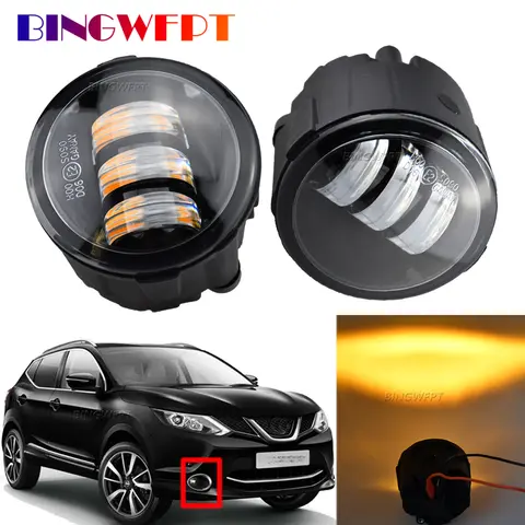 2PCS 자동차 오른쪽 + 왼쪽 안개등 어셈블리 LED DRL 닛산 Qashqai J11 J11 _ 2013 2014 2015 2016 2017 2018