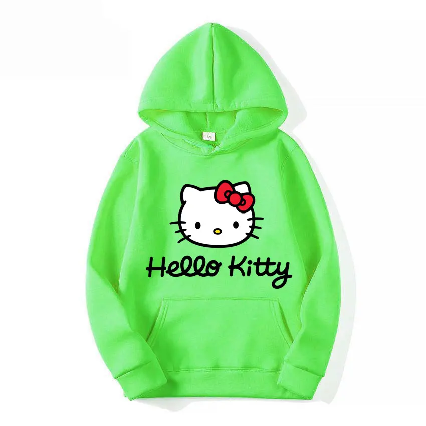 2024 New Fashion Women Hoodie Hello Kitty Cartoon Anime Men Sweatshirt Spring Autumn Pink Kawaii Woman Oversized Pullover