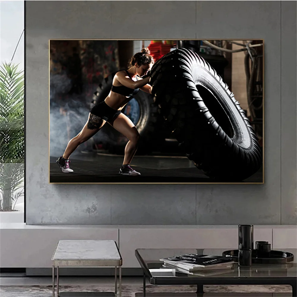 Bodybuilding Fitness Men and Women Poster Printing Inspirational Fitness Wall Art Pictures Gym Training Room Decoration