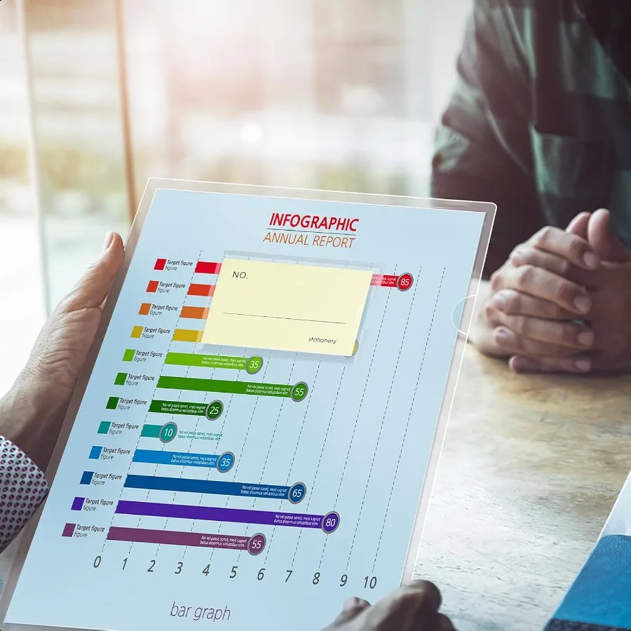 40er-Pack transparente Dokumentenordner, Typ Kunststoffordner A4 mit Tasche für Büro, transparent