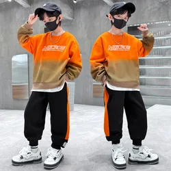 Spring Fall Boys Top and Pants Teenager Children Long Sleeve 3 Color Clothes Letter Pattern Tracksuits 5 7 9 11 13 14 Years Old