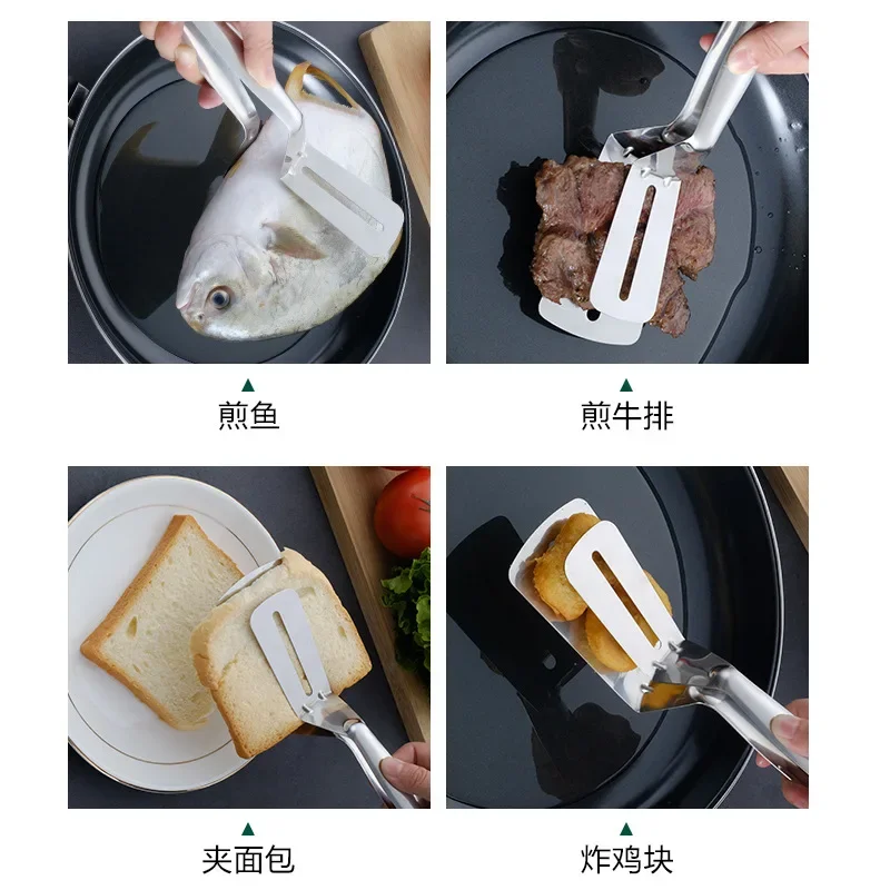 Stainless Steel Barbecue Clamp Frying Steak Fried Fish Clip Tong BBQ Non-Stick Barbecue Grilling Camping BBQ Kitchen Tools