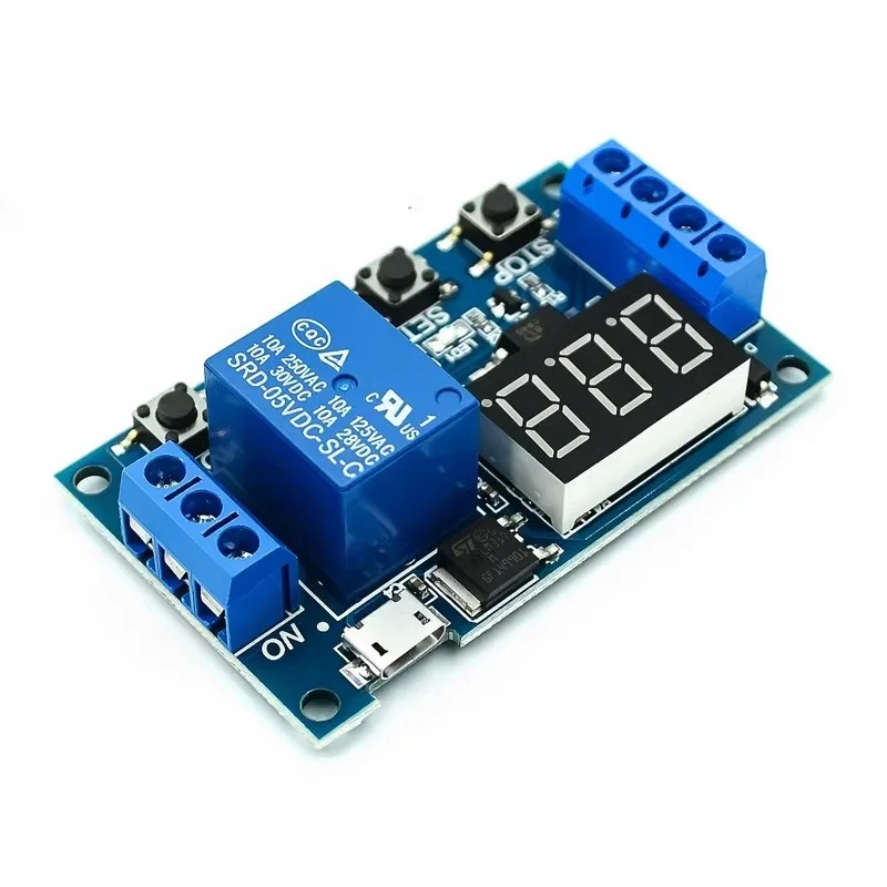 One-way relay module, with delayed power-off, disconnection, trigger delay, and cyclic timing circuit switch, with USB