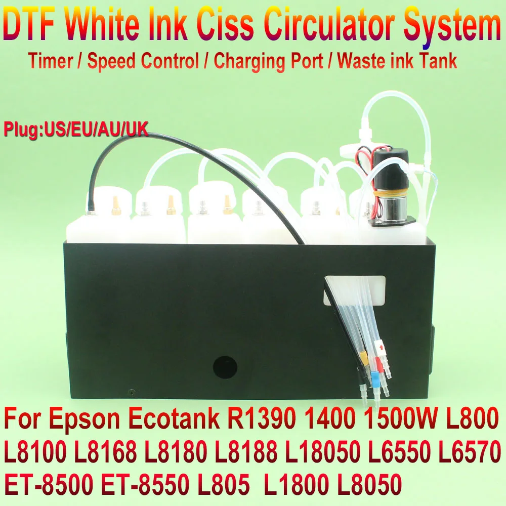 ET-8550 18100 DTF Modified White Ink Tank Shake Circulate System CISS For Epson L1800 L800 L18050 L8050 XP600 Circulation Kit