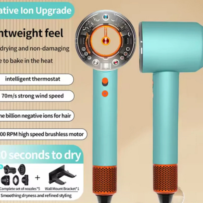 Professional High Speed Hair Dryer - Smart Hair Dryer 5 Styling Nozzles, Hot & Cold Wind Home Hair Styling Tool