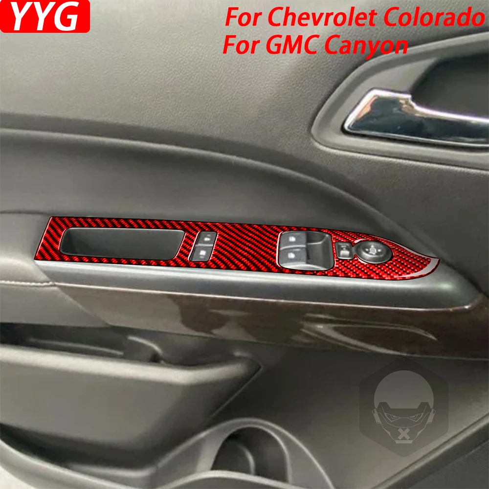 

Red Carbon Fiber Window Lift Switch Trim Cover Car Interior Accessories Sticker For Chevrolet Colorado For GMC Canyon 2015-2022