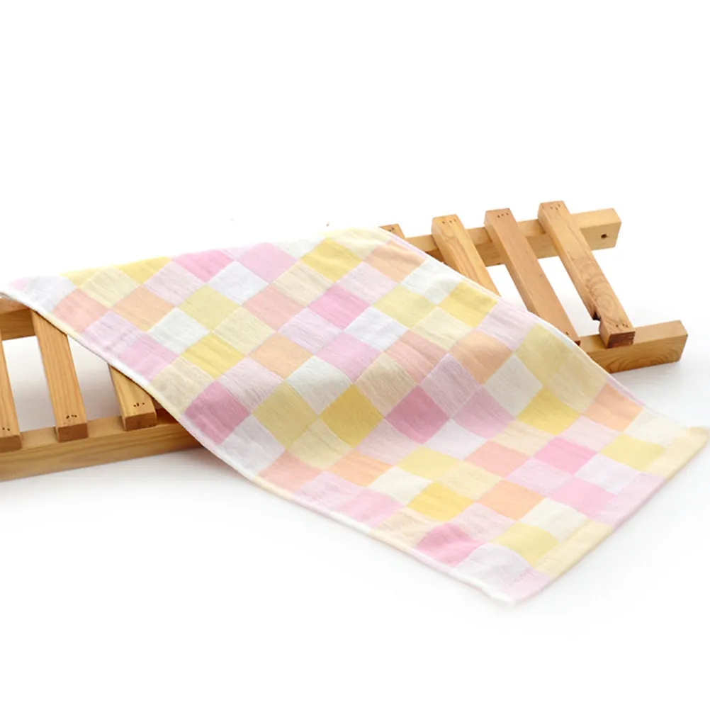 Picture 4: 6Pcs Kids Face Towels Set Plaid Design Soft Gentle Cotton Towels for Children Easy-Cleaning Super Absorbent Bathroom Kitchen