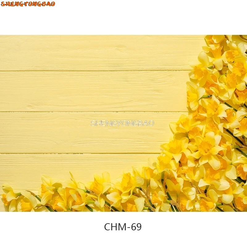SHENGYONGBAO Digital Printed Photography Backdrops Props Flower Wood Planks Photo Studio Background CHM-13