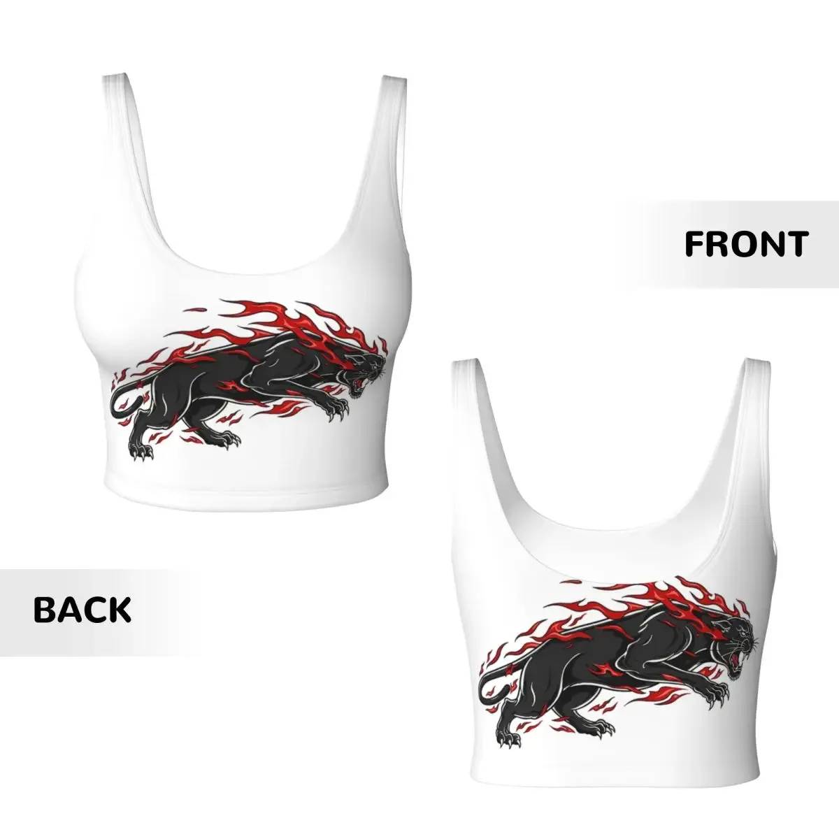 Custom Fiery Panther Flaming Beast Women Sports Vest Bra Gym Workout High Impact Yoga Crop Tank Top