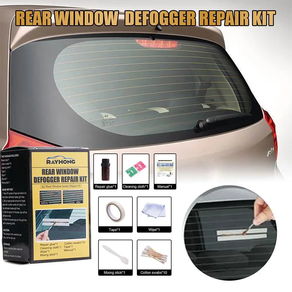 1/2 Sets Kit de reparación de desempañador de ventana trasera de coche, reparación rápida DIY para líneas de rejilla de calefacción de desempañador rayadas o rotas, cuidado profesional
