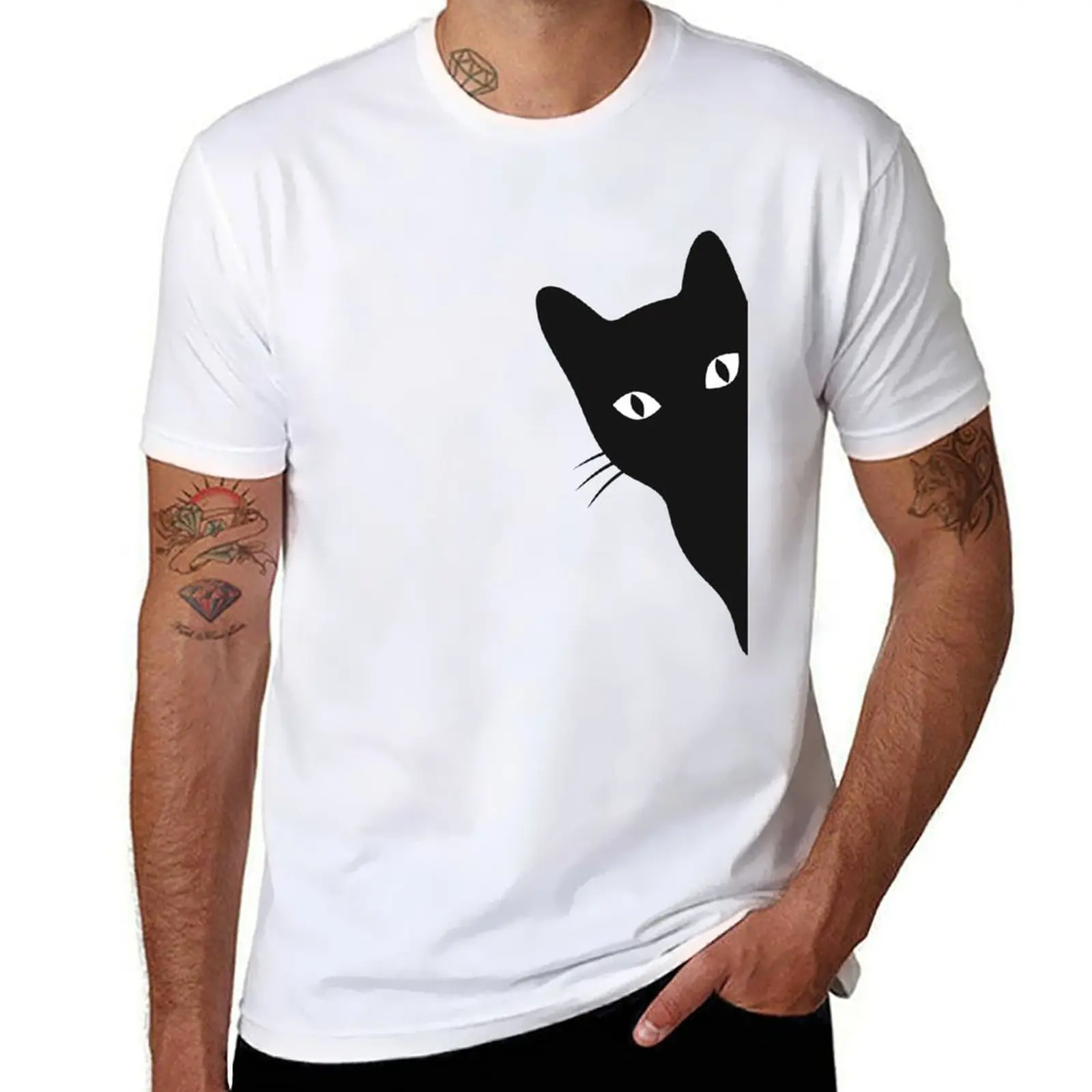 

Pullover Sweatshirt Women's Sleeve tshirt Long Funny shirts T-Shirt man Print t graphic Cat man