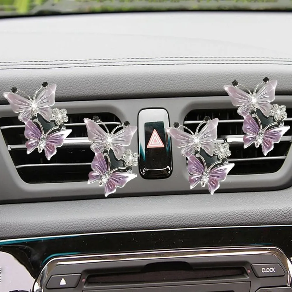 

Автомобильные освежители воздуха, вентиляционный зажим, двойной зажим для кондиционера со стразами-бабочками, милый автомобильный зажим для духов, диффузор