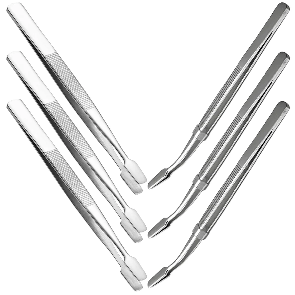 

6 Pcs Stamp Tweezers Stickers Applicator Eyelash for Crafting Stainless Steel Stamps Collector Fake