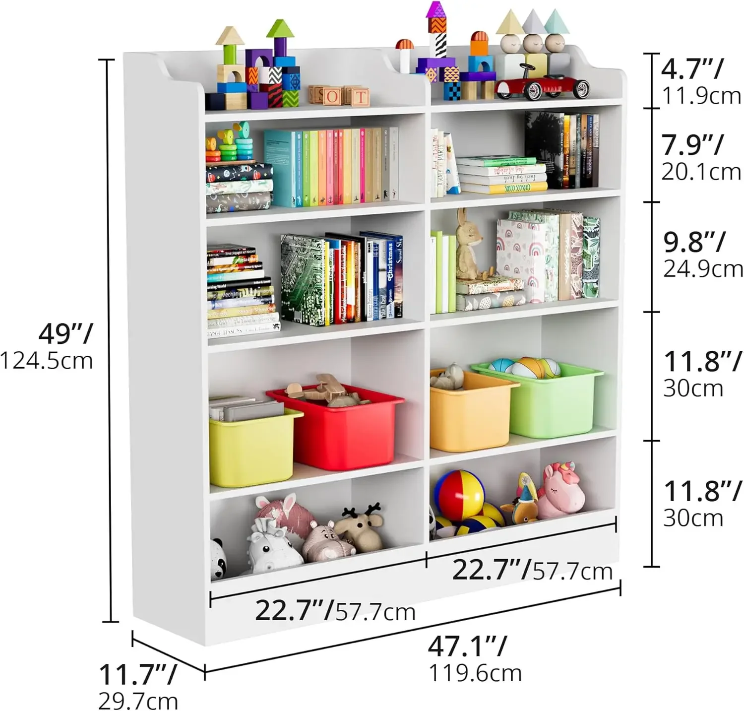 Cozy Castle 5 Tier Kids Bookshelf, 10 Cubbies Kids Toy Storage Organizer,Toddler Bookcase Storage Cabinet for Playroom, Bedroom,