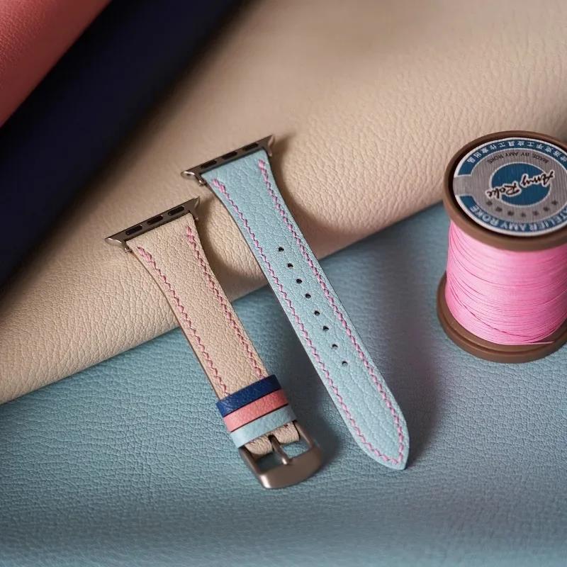 Parts for Cowhide Color Matching Fresh Contrast iwatch10th Generation Girls Strap Watch9876