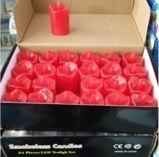 24 Led Lighted red candles pkg quality material MH19 love, lover, Gift, Camping,home, school, Car, hotel, restaurant ,Ships from