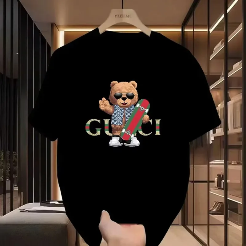 2025 tendencia de los hombres moda nueva verano patrón del alfabeto impreso camiseta de algodón puro Harajuku clásico transpirable moda camiseta