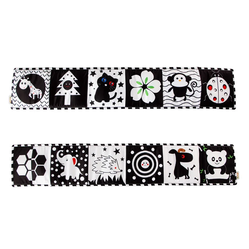 Sensory Cloth Book High Contrast For Baby Toys 0-12 Months Newborn Crib Toys Black and White Animal Cloth Books