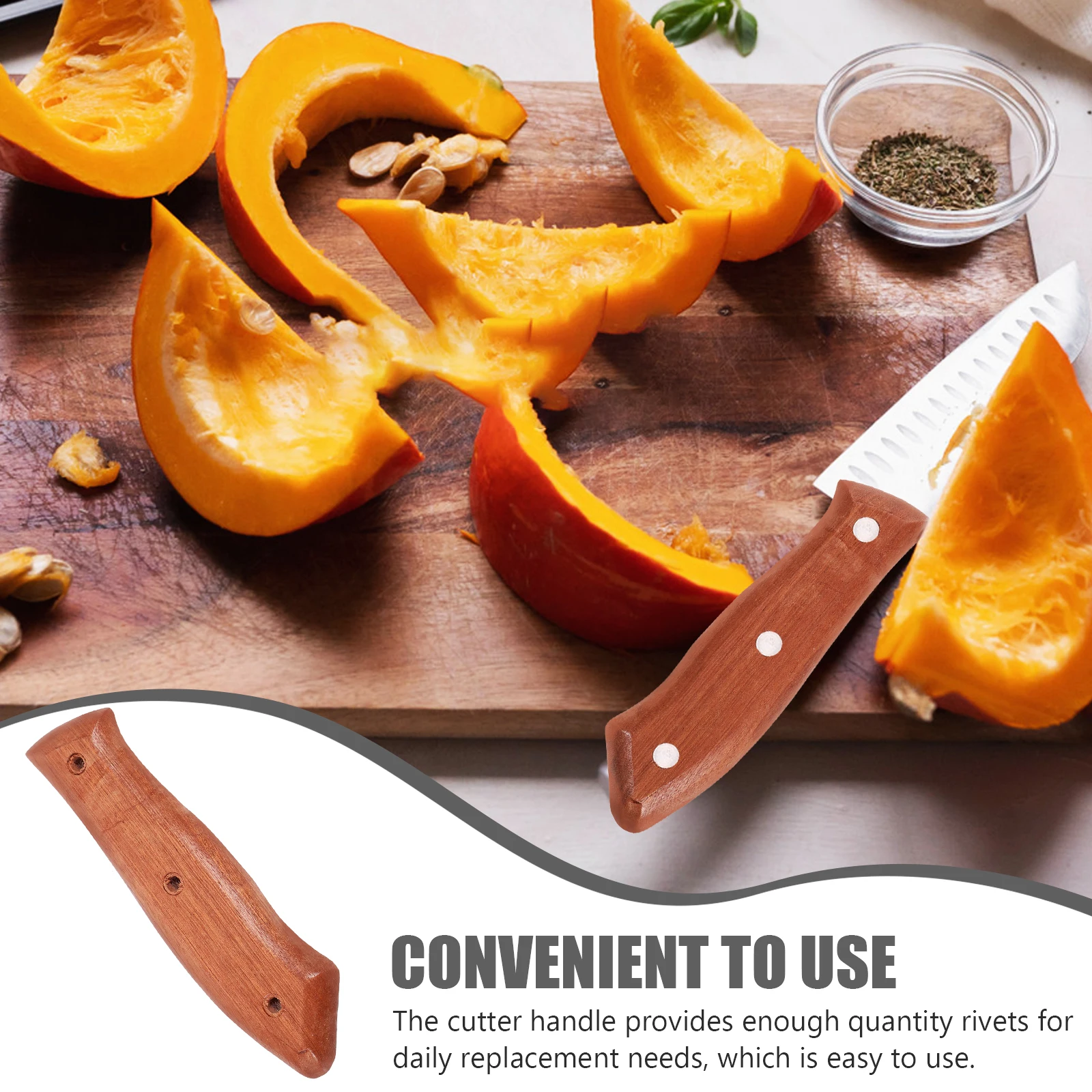 2Pcs Solid Wood Handle Accessories Kitchen Knife Handles for Repair Replacement Durable Long Use Multipurpose Strong