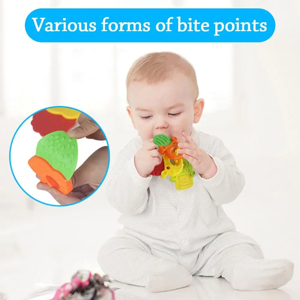7 unids/set sonajero colorido interactivo cascabeles de mano inteligentes suave lindo niños pequeños accesorios de juguete para masticar para la dentición