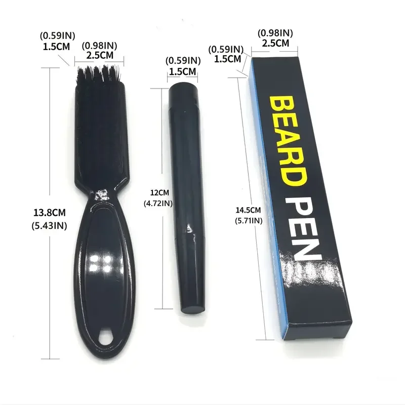 Preenchedor de lápis para homens, preto, marrom, caneta de barba de 4 dicas, impermeável, duradoura, maquiagem natural, detalhamento, bigode e sobrancelhas