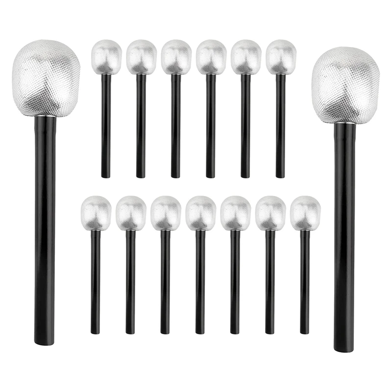 15 Pack Toy Microphone Stage Mic Silver Glitter Microphone For Cosplay Stage Play Rock Star Prop Karaoke Theme Party