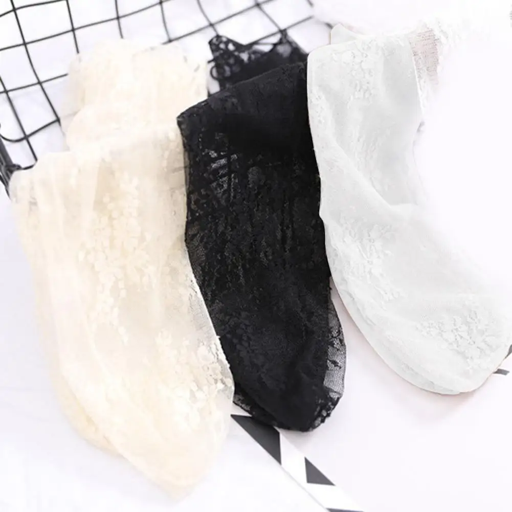 Simple Floral Lace Socks Women Tulle Socks Spring Summer Fashion Thin Mesh Socks Socks Chiffon Lace Up Transparent I5K0