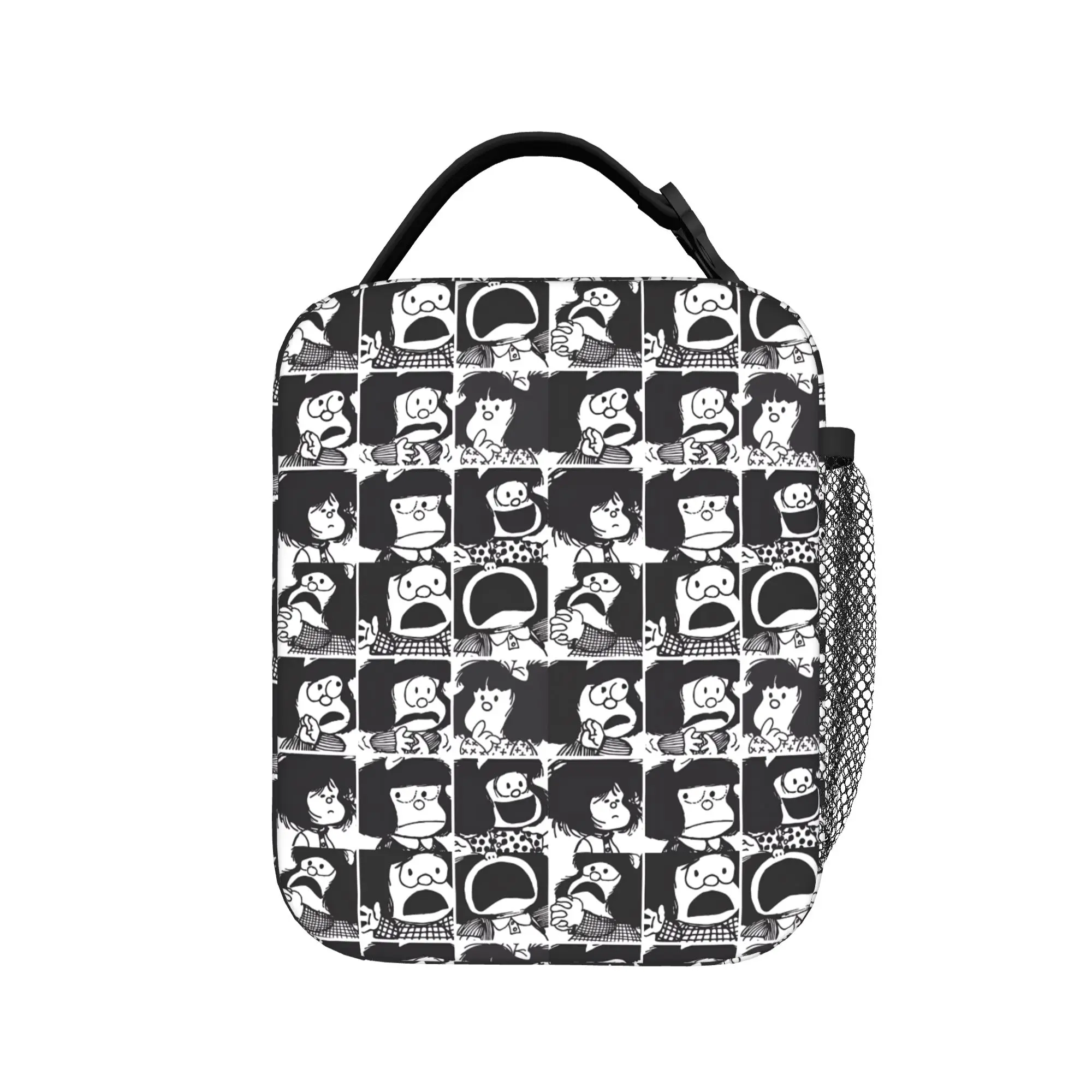Mafalda Manga Girl Cute Lunch Bag  Leisure Lunch Box School Portable Zipper Thermal Lunch Bags For Women Oxford Print Cooler Bag