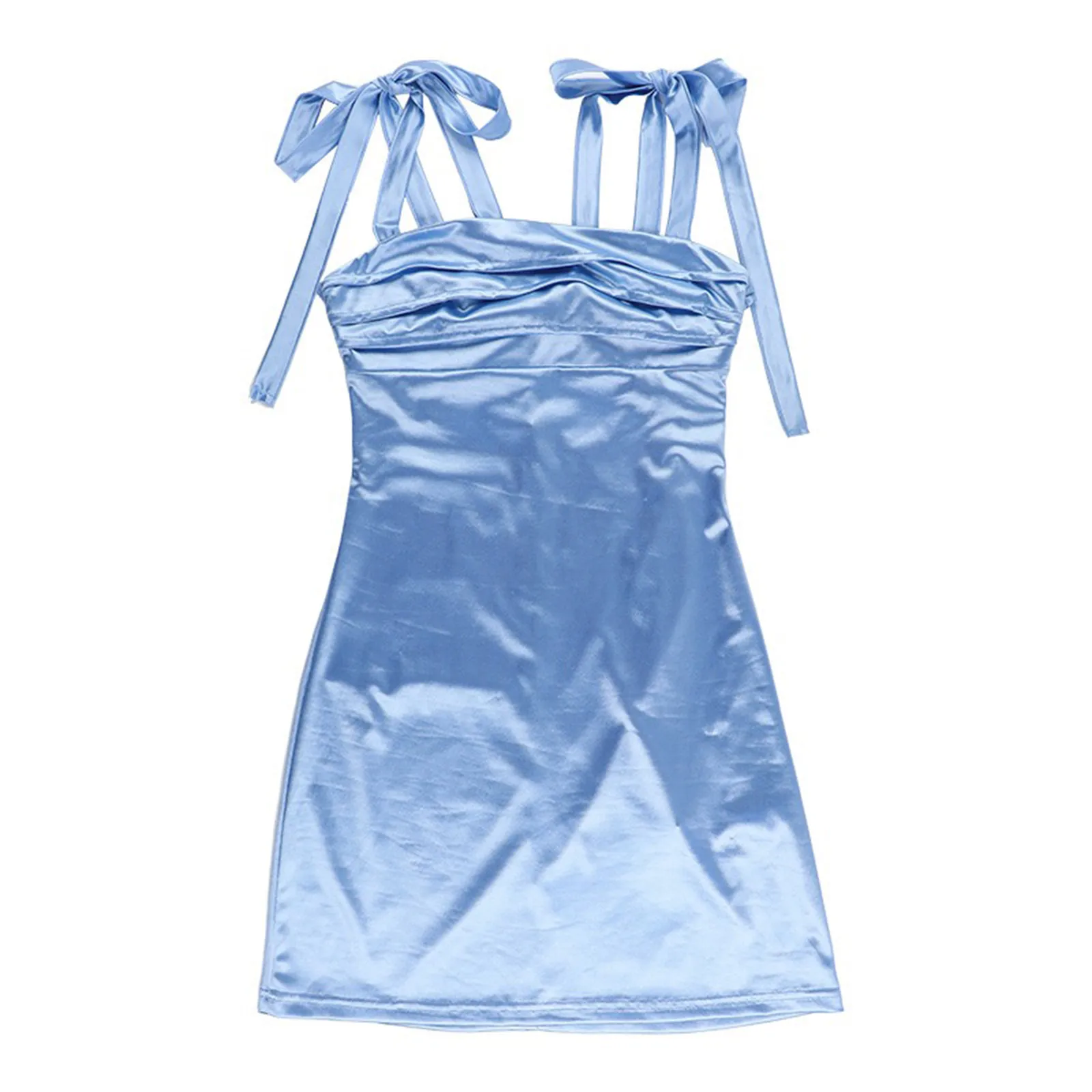 Womens Bodycon Mini Dress Backless Vestidos Lace-up Shoulder Straps Ruched Pleated Mini Dress for Homecoming Party Proms Dress