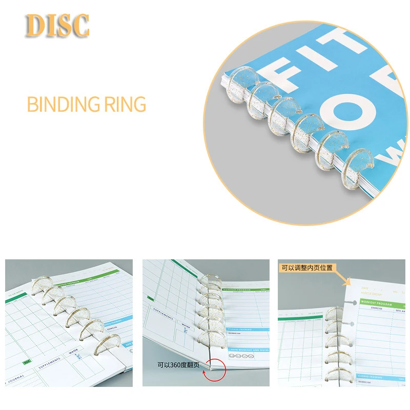 50Pc Glitter Mushroom Hole Buckle Notebook Loose Leaf Buckle Notebook Loose-leaf Plastic Disc Rings Discbound Button Ring Binder