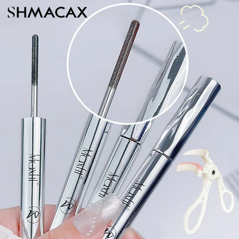 Metall Eisen Wimpern Mascara Wasserdichte Seide Faser Mascara Schwarz Lange Curling Wimpern Extensions Nicht verklumpende Augen Make-Up Kosmetik