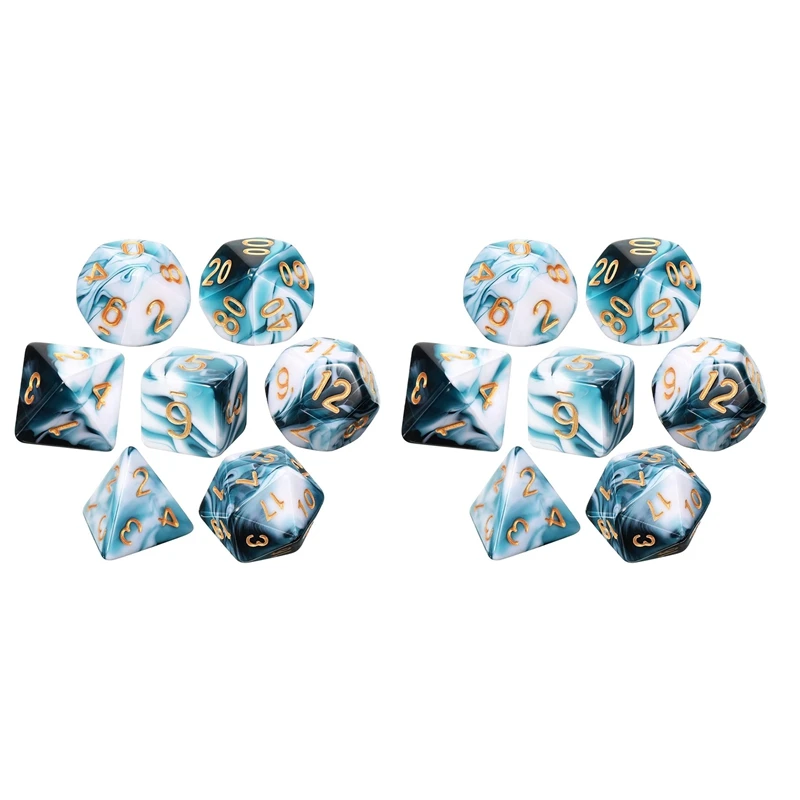 14 قطعة مجموعة نرد مجموعة نرد متعدد السطوح لعب الأدوار مجموعة النردات ل DND باثفندر لعب الأدوار RPG