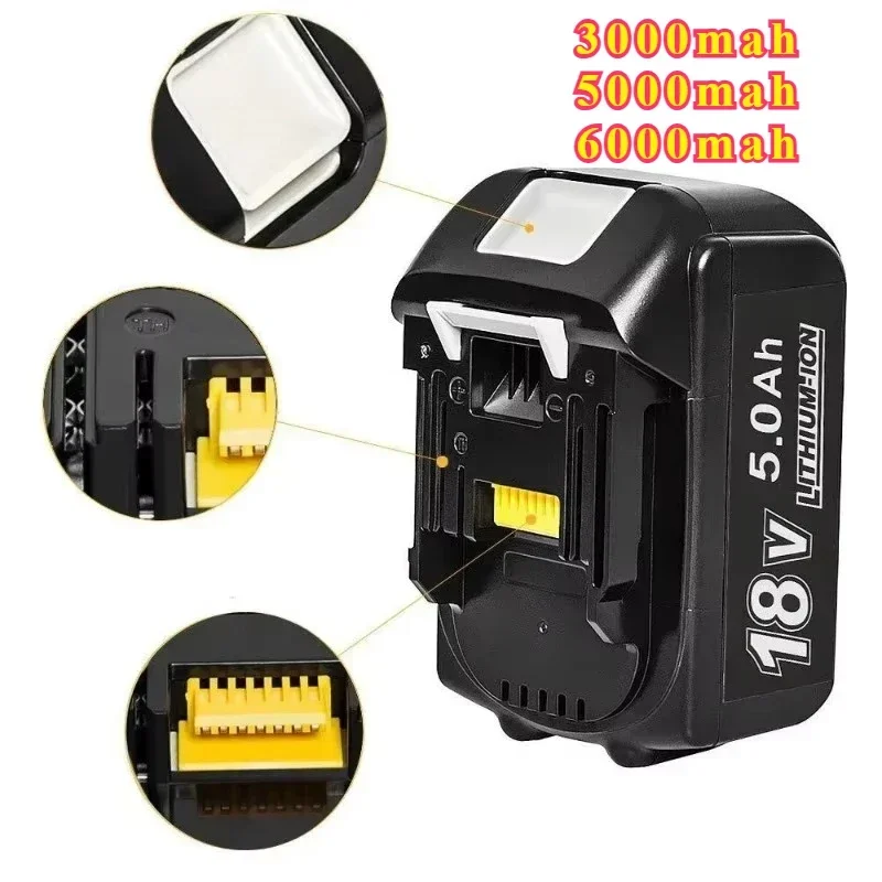 

18V Battery For Makita Rechargeable Power Tools Battery with LED Li-ion Replacement BL1860B BL1860