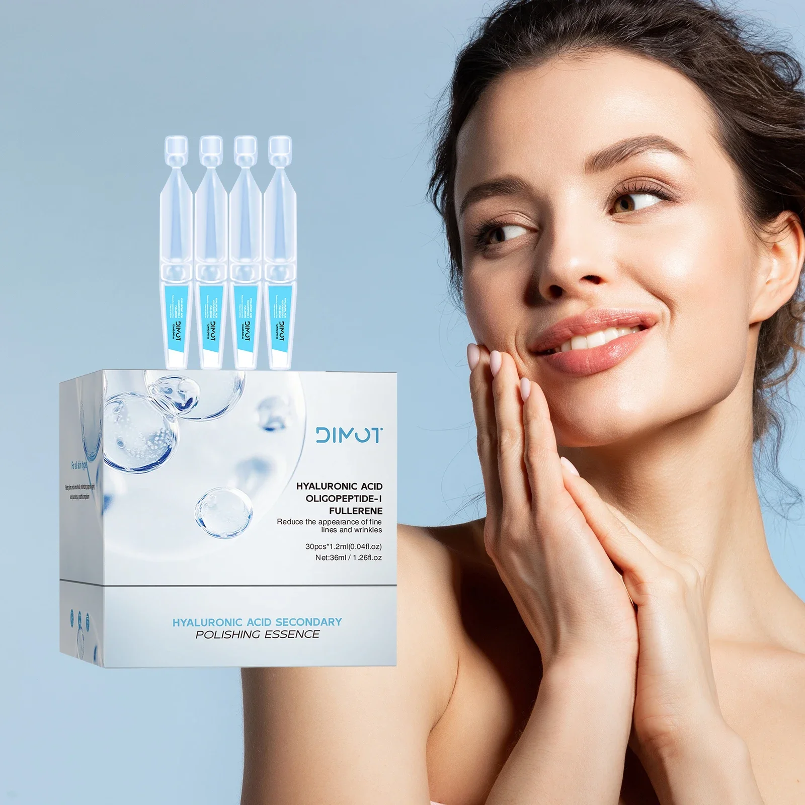 30 قطعة/صندوق مصل حمض الهيالورونيك ترطيب ثبات ترطيب الوجه جوهر للوجه امتصاص سريع للعناية بالبشرة الحساسة