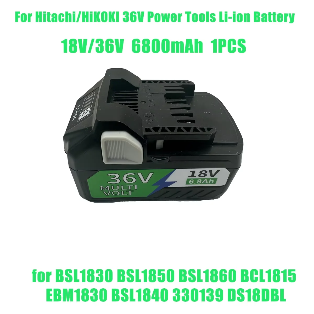 Work Longer! 6.8Ah 18V/36V MultiVolt Li-ion Battery for Hitachi HiKOKI 36V Wireless Tool