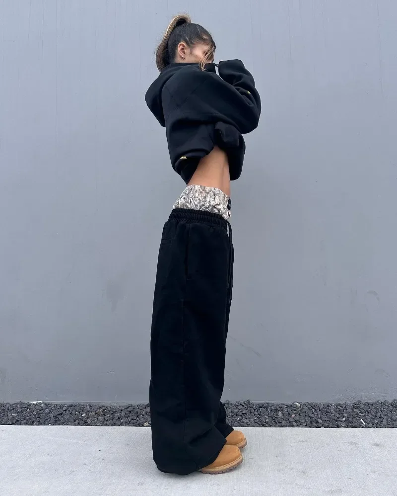 2024 NEW Embroidered American Wide Leg Pants High Street Retro Trousers Women Y2K Street Hip-Hop Straight Knitted Pants Men