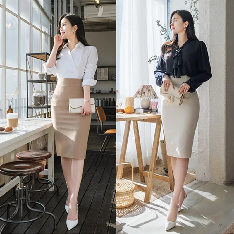 

Профессиональная однотонная юбка миди для работы, с завышенной талией, стройнящая, приталенная, средней длины, женская, весенняя, для офиса