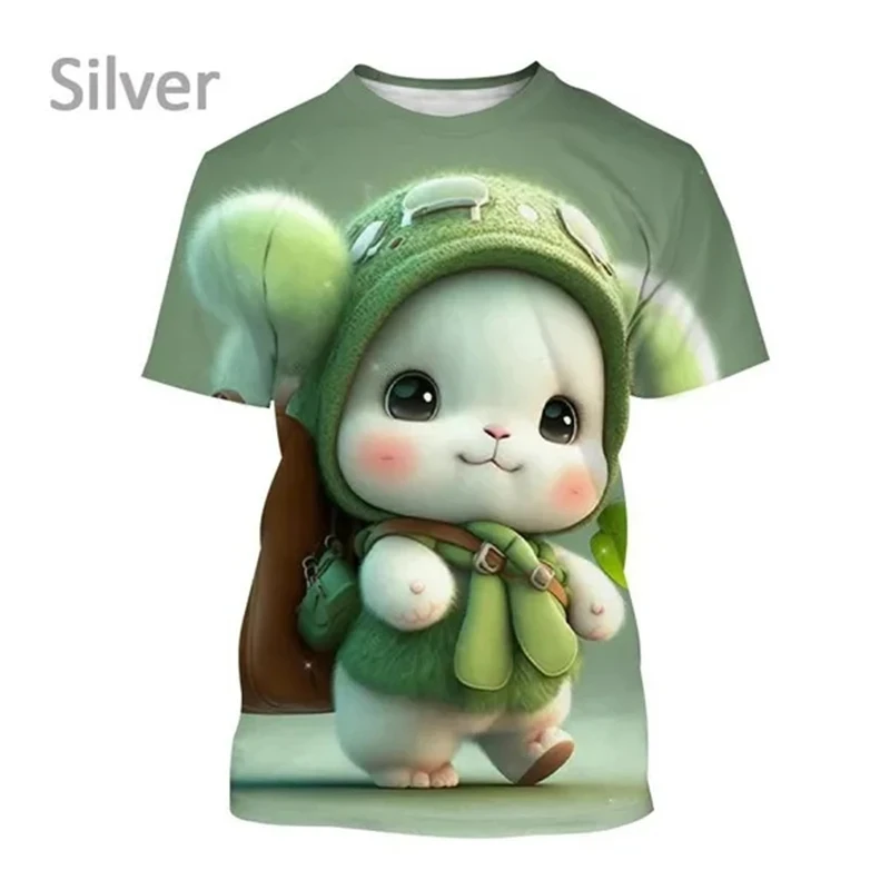 3D Cute Animal Rabbit Printing T Shirt Children Fashion Streetwear Short Sleeves New Summer Harajuku Tee Shirts Clothes Top Tees