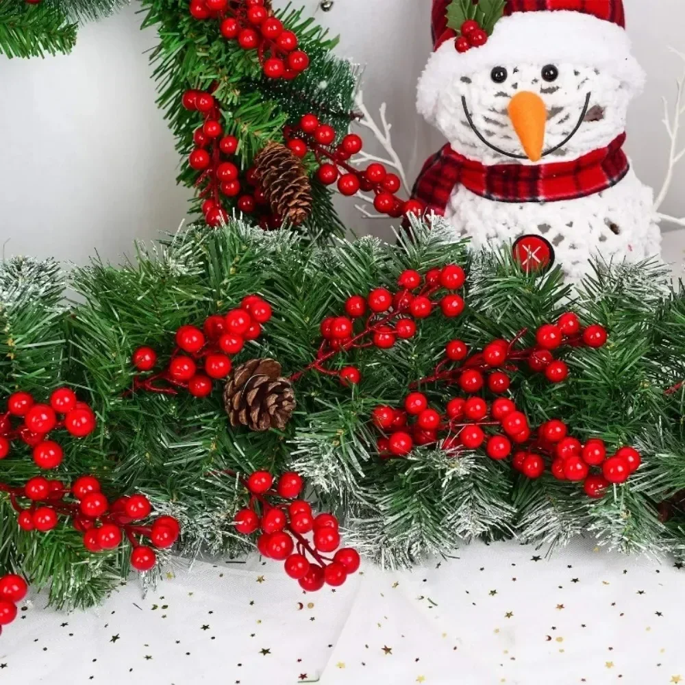 Artificial Berries Christmas Decoration Red Berry Branches for Xmas Tree Party Home Table Ornaments Red Fruit Wreath DIY Gift