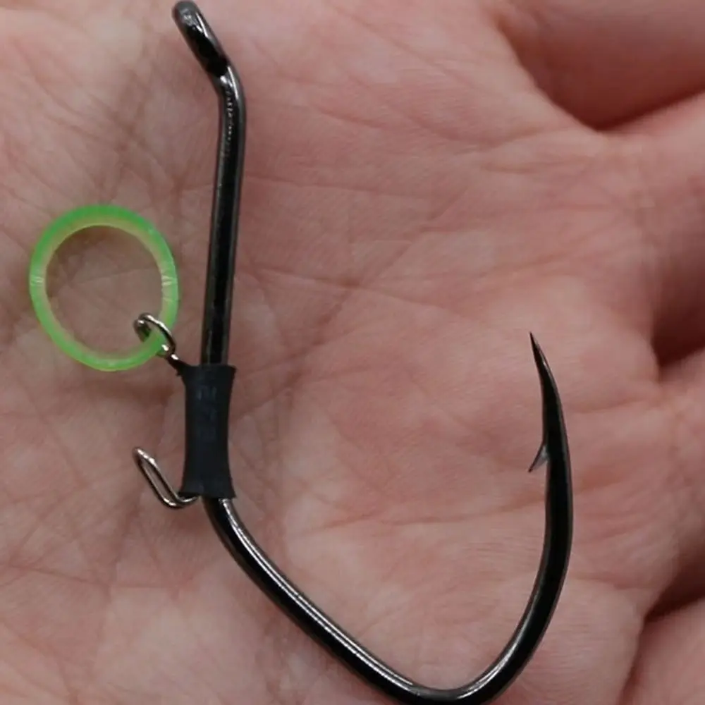 10 قطعة Pickerel لايف الروبيان الطعم السنانير أحمق الاعشاب دودة لينة دودة هوكسبيل هوك واحد واسعة الفجوة عالية الكربون الصلب صيد السمك #2