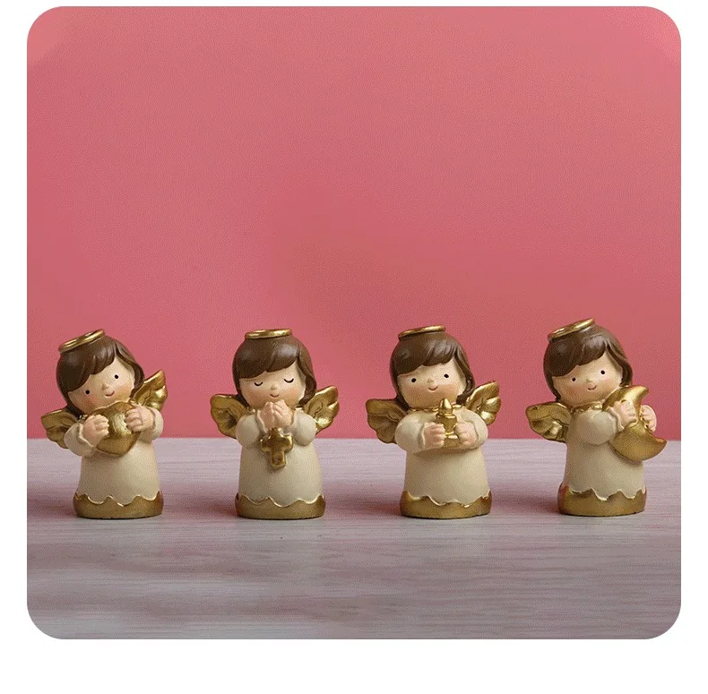 

4 Little Angel Ornament Set, Interior Tabletop Decoration, Birthday Gift, Resin Handicraft, Birth Anniversary Scene Arrangement