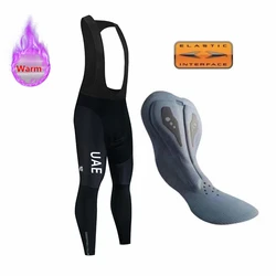 Italy Winter Cycling Bib Pants 2025 Classic Uae Thermal Fleece Long Pants Men Winter Bicycle Riding Shorts Sports Running Pants