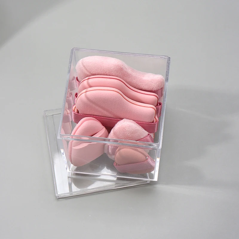 6 Teile/satz Rosa Puderquaste Mini Daumen Puderquaste Concealer Rouge Trockenen Und Nassen Make-Up Weiche Haut-freundliche Beflockung luft Kissen