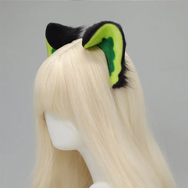 لوه شياوهي القط تأثيري أغطية الرأس للرجل امرأة الفرسان الأخضر الأسود أفخم الأذن هيرباند فستان الحفلات الدعائم زي الملحقات