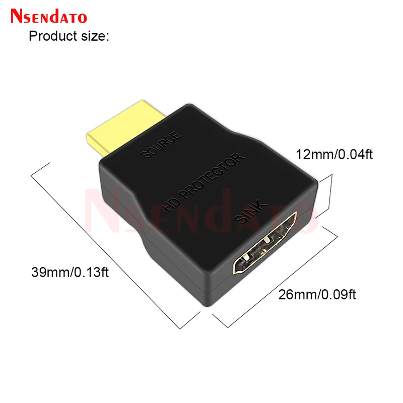 Mini Protecteur de Surtension HD Portable pour ESD, Protection Contre les Surtensions, Connecteur Compatible HDMI, Adaptateur, Prise en Charge HDCP HDTV DVD PC