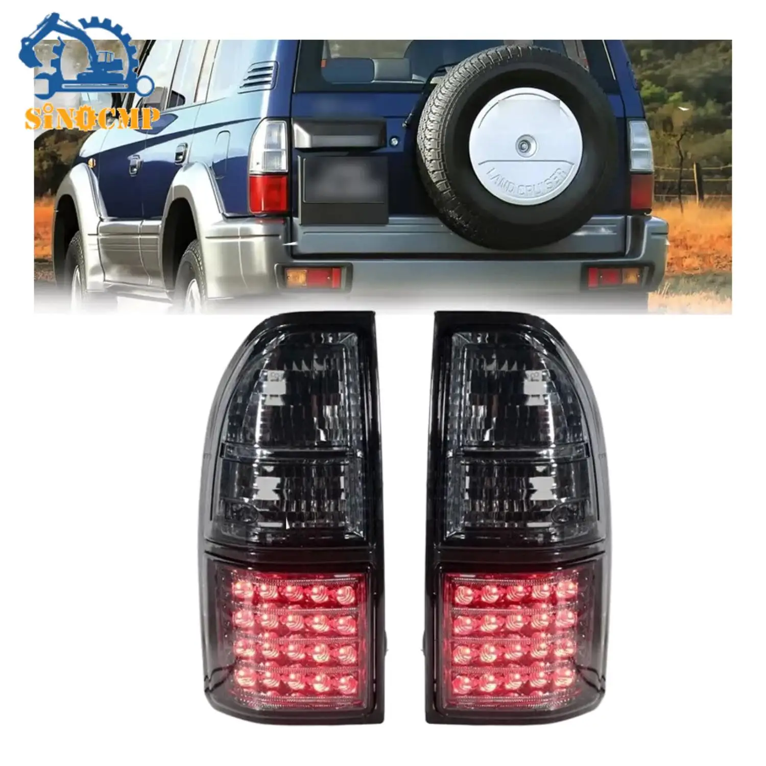 

2 шт. дымчатый светодиодный задний фонарь для Land Cruiser Prado LC90 1996-2003, задний парковочный фонарь, автомобильные аксессуары