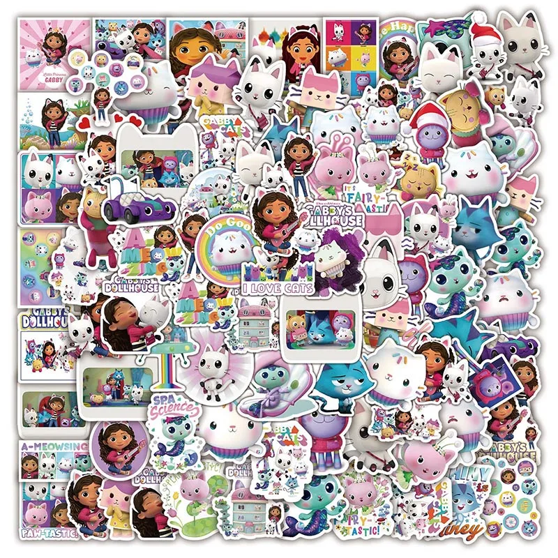 50/100PCS Anime Gabby Dollhouse Sticker Waterproof DIY Graffiti Stickers Skateboard Computer Luggage Car Sticker