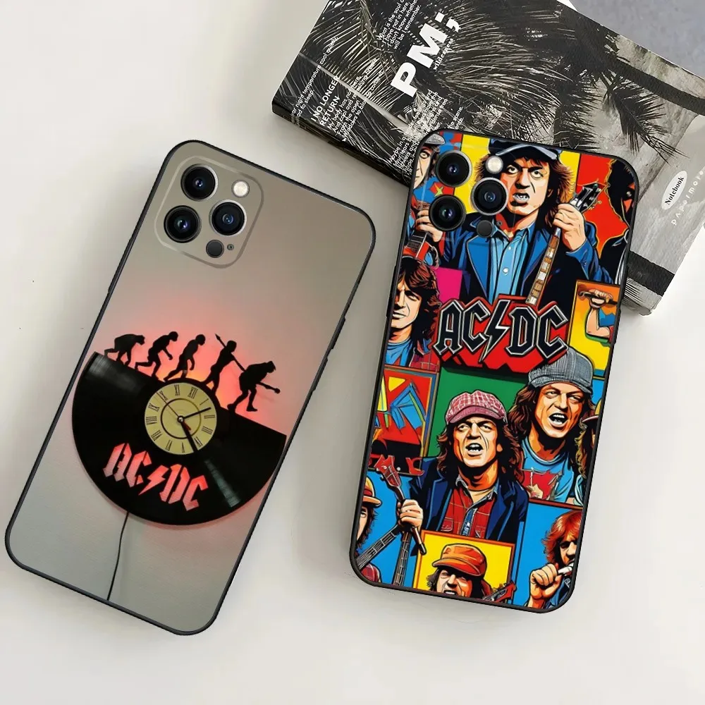 Music Band-A-ACDC-S Phone Case For iPhone16,15,14,13,12 Mini 11 Pro XR,X,XS,MAX 7,8 Plus Silicone Cover Soft Black