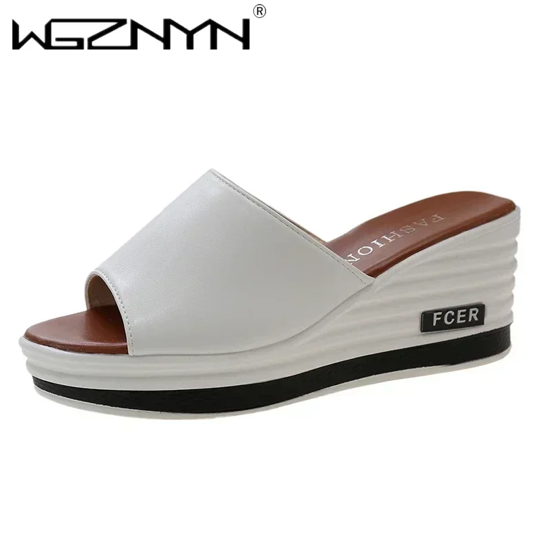 2026 Female Slippers Summer Fashion Wear Room with All-match Muffin Bottom Slope Sexy Thick Soled Sandals Tide Shoes Woman W02