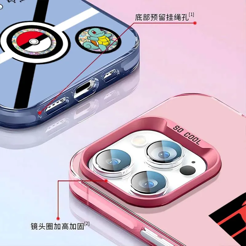 Funda de teléfono P-Pokemons Anime para Apple iPhone 16 15 14 13 12 11 XS X Pro Max Plus cubierta plateada colorida